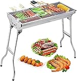 Uten Edelstahl BBQ Holzkohlegrill Räuchergrill Faltbar Tragbar für Kochen...