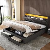 KeepGoon Doppelbett mit Stauraum und zwei Schubladen, 160 x 200 cm,...