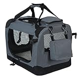 EUGAD Hundebox 81x58x58cm mit Belastbarkeit 23kg für große Hunde, Grau...