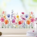 BETESSIN Fensterbilder Frühling Deko - 3 Bögen Blumen Fensterbilder mit...