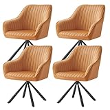 SONGMICS Esszimmerstuhl 4er Set, Küchenstuhl, Sessel drehbar, Samt,...