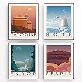 Tatooine Planet Hoth Bespin Druck Vintage Leinwand Malerei Reise Film Retro...