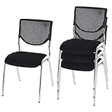 Mendler 4er-Set Besucherstuhl T401, Konferenzstuhl stapelbar, Stoff/Textil...