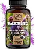 Mariendistel Kapseln - 1500mg je Tagesdosis - WICHTIG: 25:1 Extrakt (=...