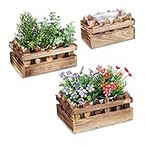 Relaxdays Blumenkasten 3er Set, Holz, Zaunoptik, Balkon & Fensterbank,...
