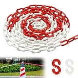 Absperrkette Kunststoffkette 10m x 6mm Rot Weiß Warnkette Plastikkette...