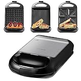 3in1 Sandwichmaker XXL | 3 auswechselbare Platten | 1200 Watt | Kontaktgril...