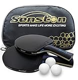 Senston Tischtennis Schläger Set, Profi 2 Tischtennisschläger und 3...