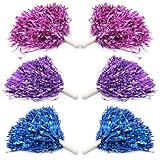 6 Stück Cheerleader Pompons, Kunststoff Cheerleading Pom Poms Bunte...