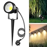 Letlit 7W 700LM Gartenbeleuchtung mit Strom Erdspieß, Superhell Große LED...