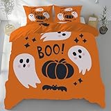 Tyafsgvqo Boo Halloween Bettwäsche 200x200 cm, Kawaii Geister Orange...