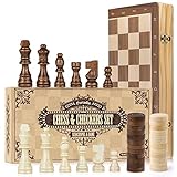 Peradix 2 in 1 Schach und Dame Spiel aus Holz - 38x38CM Klappbar...