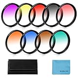55mm Graduierte Farbe Objektiv-Filter,Fotover 9 Stück Graduated Color Lens...