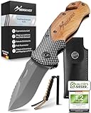 BERGKVIST® K20 Klappmesser (Zweihandmesser) mit Holzgriff & Titanium -...
