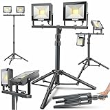 MASKO® LED Baustrahler 8000 Lumen Doppel 2x50W mit Stativ & Fernbedienung...