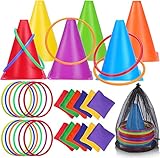 Dazarey 31 Stück Wurfspiel Kinder Ringwurfspiel,3-in-1 Outdoor Spiele...