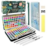 Artecho Aquarellfarben Set 168 Farben in Tragbarer Box, Mit Pinsel und...