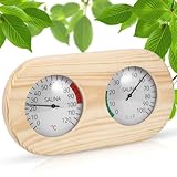ALLOMN Sauna Thermometer Hygrometer Holz, 2 in 1 Sauna Thermometer...
