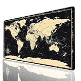 Gaming Mauspad xxl Weltkarte, Schwarz Mousepad 800x300x3 mm, Wasserdicht...