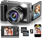Digitalkamera,4K 48MP Fotokamera Autofokus mit 32G Karte, Vlogging Kamera...