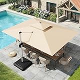 UDPATIO Sonnenschirm 300 x 400 cm Rechteckig mit Ständer, Ampelschirm...