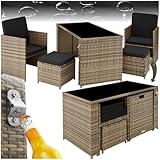 tectake Poly Rattan Sitzgruppe, 5- teiliges Lounge Gartenmöbel Set mit...
