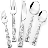 Hammered Silverware Set, Wildone 30-teiliges Edelstahl-Besteck für 6...