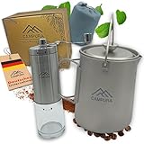 Campura Titan French Press Topf - 750ml mit Edelstahl Kaffeemühle,...