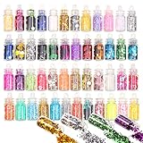 metagio 48 Farben Mini Glitzerpulver Set, Chunky Glitter Glitzer Pulver...