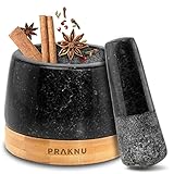 Praknu Mörser aus Granit klein mit Stößel - Für ein feines Mahlergebnis...