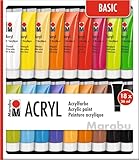 Marabu 1210000000201 - Acrylfarben Set Basic, mit 18 x 36 ml Farbe, auf...