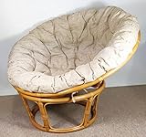 Rattan Papasan Sessel inkl. hochwertigen Polster, D 110 cm, Fb. Honig,...