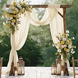 HOTUT Hochzeitsbogen Gardinen Beige,75×600cm Tüll Hochzeits Hintergrund...
