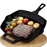 KAISERTAL Grillpfanne Gusseisen 27cm – Steakpfanne & Gusspfanne Induktion...