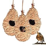 BigDean 3X Nisttasche Vogelnest gewebt 27 x 12 cm - 100% Naturprodukt -...