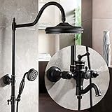 Schwarzes Retro-Duscharmatur-Set zur Wandmontage, luxuriöses Kupfer, Warm-...
