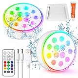 Czemo Unterwasser Licht Wiederaufladbar LED Poolbeleuchtung mit Magnet...