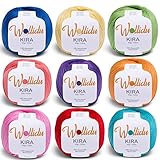 Wollidu Kira 100% Baumwolle zum Stricken und Häkeln 9 x 50g Set Häkelgarn...