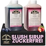 OCMP 2 x 2L Slush Sirup Zuckerfrei Erdbeere & Blaubeere – Sirup ohne...