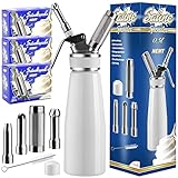 NEMT Sahnespender 0,5 L Sahnesiphon weiss + 30 Sahnekapseln 500 ml...