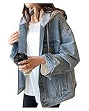 LifeShe Damen Jeansjacke mit Kapuze Oversized Distressed Jeansjacken...