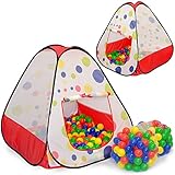 LittleTom Kinderzelt Bällebad – Pop-Up Spielzelt mit 200 Bällen –...