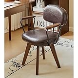 Bürodrehstuhl mit Kunstlederpolsterung und Holzbeinen, moderner Sessel...