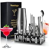 20 Teiliges Geschenkset Cocktail Set Boston Shaker mit Acryl Ständer |...