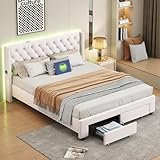 Callicarpa Polsterbett 140x190cm Doppelbett mit 4 Schubladen,...