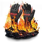 SPGOOD Grillhandschuhe hitzebeständig Grillhandschuh 800 grad feuerfeste...