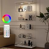 Aplancee Glasvitrine Standvitrine in Weiß mit LED, 188.8 * 36.3 * 80.7cm...