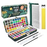 Artecho Aquarellfarben Set 100 Farben in Tragbarer Box, Mit Pinsel und...