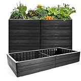 BigDean 4 Stück XL Hochbeet für Garten aus wetterfestem Kunststoff 150x76...