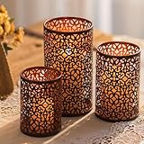 Romadedi Windlicht Metall Kerzenhalter Teelichthalter：3er Set Schwarz...